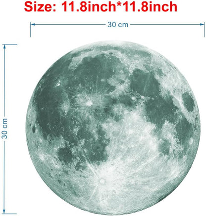 Quanhaigou Glow in The Dark Wall or Ceiling Moon Stickers – Green Luminous Big Moon Wall Stickers DIY Decor for Kid Room