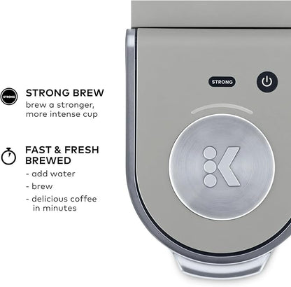 Keurig K-Mini Plus Single Serve Coffee Maker – Slim 5-Inch Design, 6–12oz Brew Size, Pod Storage & Cord Wrap – Gray (Renewed)
