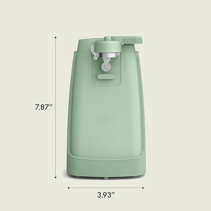 bella Electric Can Opener and Knife Sharpener, Removable Cutting Lever, Cord Storage, Stainless Steel Blade, Seaglass