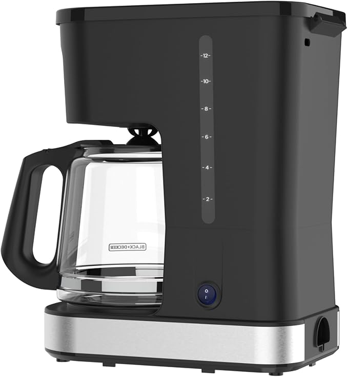 BLACK+DECKER CAFÉCRAFT 12-Cup Coffee Maker, One-Switch Drip Coffeemaker with Vortex Showerhead Technology, Sneak-A-Cup, Keep Warm Function, Stainless Steel