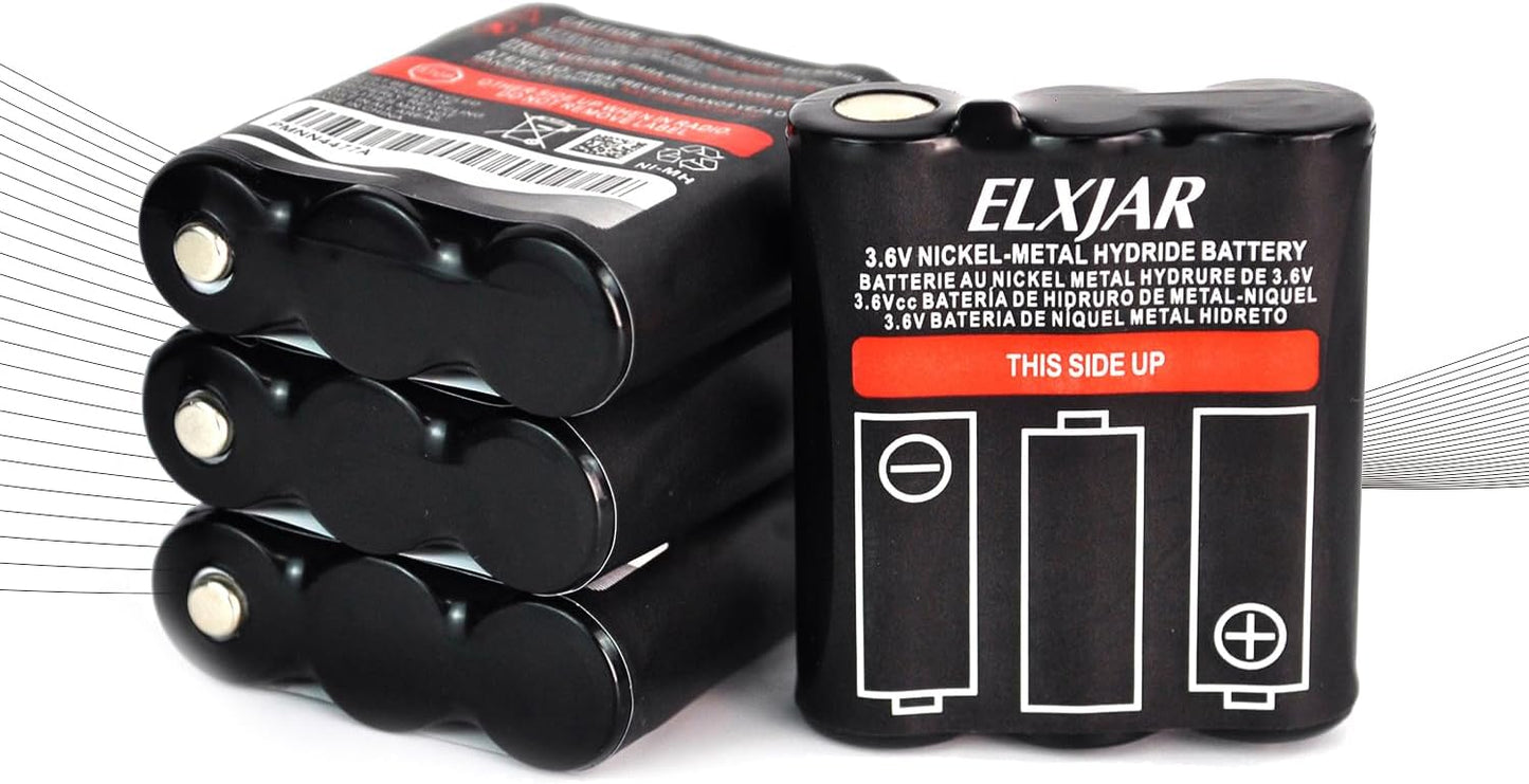(4-Pack) 3.6V 800mAh Ni-MH Battery Replacement for Motorola PMNN4477AR T200 T400 T500 T800 T600 T62 T82 T92 T260 T265 T801 T460 T465 T480 Walkie Talkies