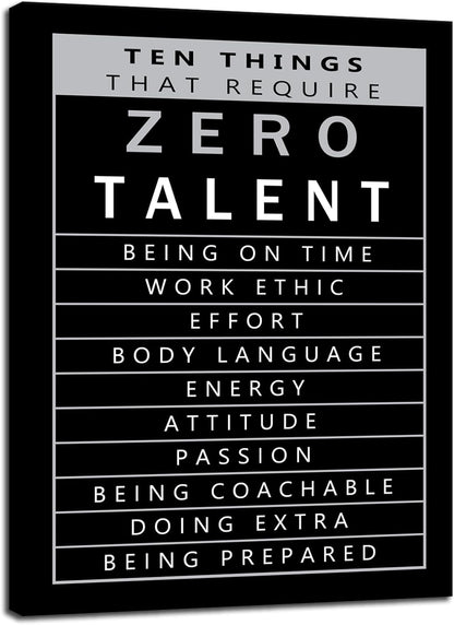 Inspirational Canvas Office Print Wall Art Ten Things That Require Zero Talent Poster Painting Modern Motivational Artwork Decor for Living Room Office Home Decor Wooden Framed[18" W x 24" H]