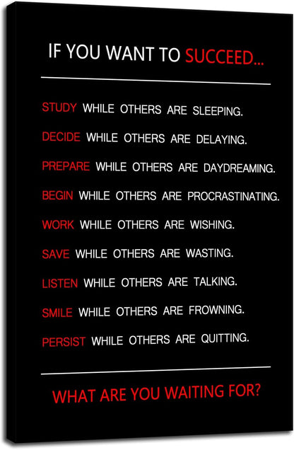 If You Want to Succeed Motivational Wall Art for Office Inspirational Painting Positive Entrepreneur Quotes Canvas Poster Pictures Print Wall Decor Artwork for Living Room Framed [24''Wx 36''H]