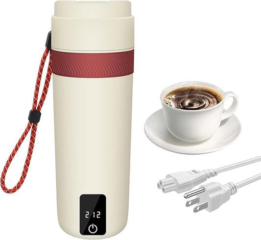 Portable Electric Kettle, 450ML Mini Hot Water Boiler Heater, Travel Kettle with 4 Temperature Settings, 304 Stainless Steel Portable Bottle Warmer with Auto Shut-Off & Boil-Dry Protection