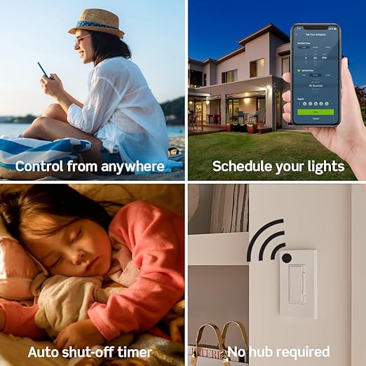 Leviton Decora Smart Switch, Wi-Fi 2nd Gen, Neutral Wire Required, Works with Matter, Alexa, Google Assistant, Apple Home/Siri & Wired or Wirefree 3-Way, D215S-1RW, White