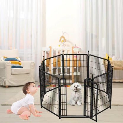 14 Panels Tall Garden Fence with Gate, 36 in(H) X31 Ft(L) Wide Door Low Sills Dog Fencing Outdoor for Yard, Black Garden Fence for Dogs Rabbits