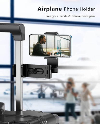 MiiKARE Airplane Travel Essentials Phone Holder, Universal Handsfree Phone Mount for Flying with 360 Degree Rotation, Accessory for Airplane, Travel Must Haves Phone Stand for Desk, Tray Table, Pro