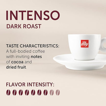 Illy Intenso Ground Espresso Coffee, Bold Roast, Intense, Robust And Full Flavored With Notes Of Deep Cocoa, 100% Arabica Coffee, No Preservatives, 8.8 Ounce (Pack Of 1)
