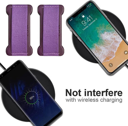Phone Grip Strap Holder for Hand, Universal Finger Strap Phone Holder, Finger Selfie Grip Compatible with Most Smartphones (Black Darkpurple) - 2Pack