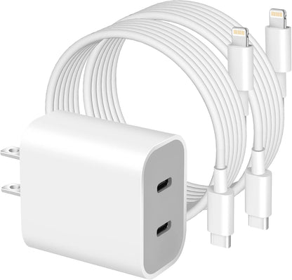 iPhone 14 Super Fast Charger,Dual Port USB C Chargers,iPhone Charger Fast Charging Block,Quick Apple USB C Wall Adapter Plug,2Pack Type C Lightning Cable For iPhone 14/13/12/11/ProMax/MiNi/XR/SE/8Plus