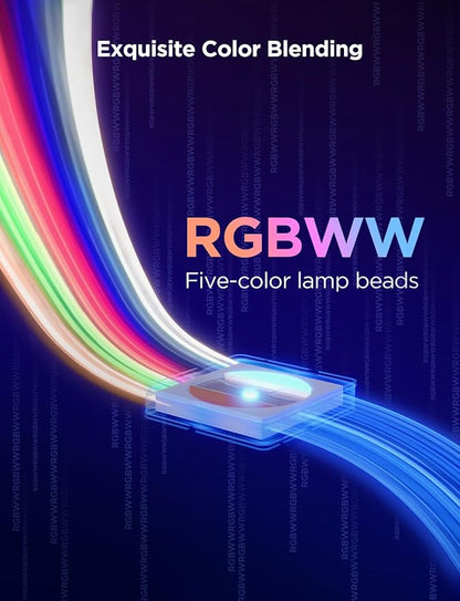 Govee RGBIC Strip Light 2 Pro, 3.28ft LED Lights Extension Without Plug, DIY Multiple Colors on One Line, Smart LED Strip Lights for Bedroom, Studio, Cabinet, Upgraded RGBICWW, Home Decor