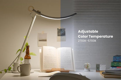 BenQ Genie e-Reading Desk Lamp - Bright Lighting for Small Workspace, Dimmable with 13 Color Modes, Auto-dimming, Eye-Caring Lamp for Home Office, Reading, Study, Craft, Matte Gold