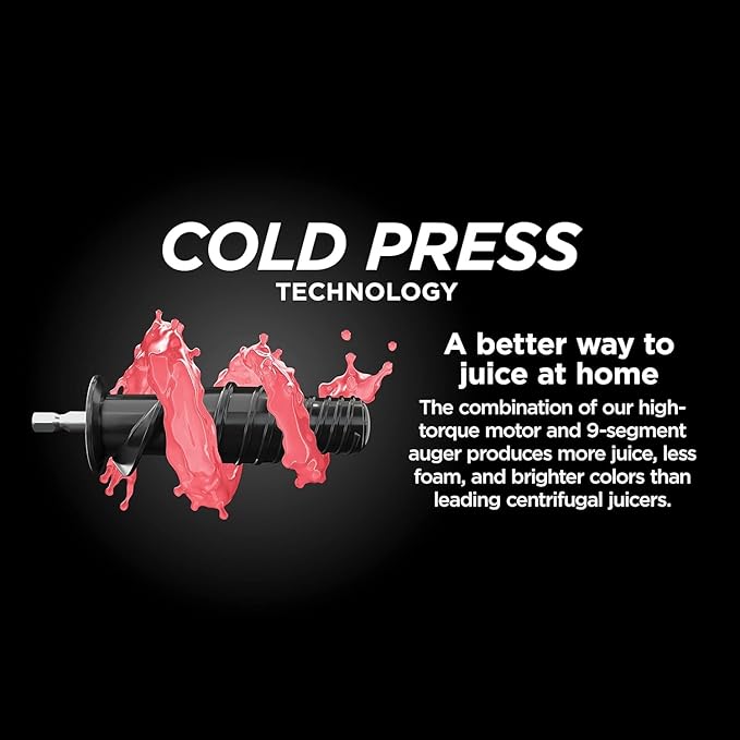 Ninja NeverClog Cold Press Juicer, Powerful Slow Juicer with Total Pulp Control, Countertop, Electric, 2 Pulp Functions, Dishwasher Safe, 2nd Generation, Charcoal, JC151 (Renewed)