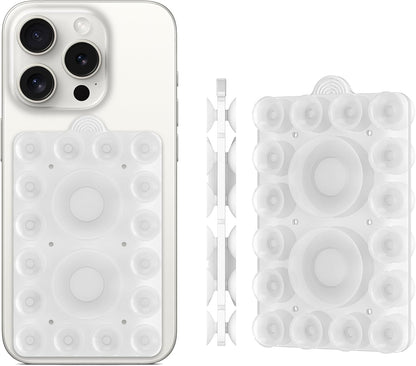 ZYCCER Double Sided Silicone Suction Phone Holder Mount,Compatible with iPhone and Android Cases Hands-Free Mirror Shower Phone Mount Strong Grip Holder (Transparent, Double Sided 2PCS)