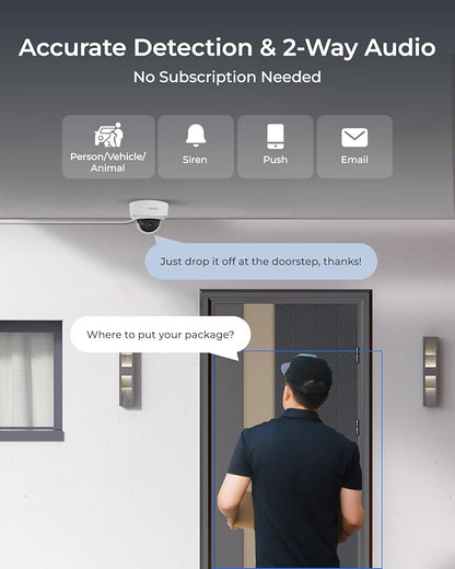 Reolink 12MP 8CH PoE Security Camera System with IK10 Vandalproof, 4pcs Dome PoE Cams Outdoor, Spotlights Color Night Vision, Built-in 2TB HDD, Smart AI Detection, Two-Way Talk, RLK8-1200V4