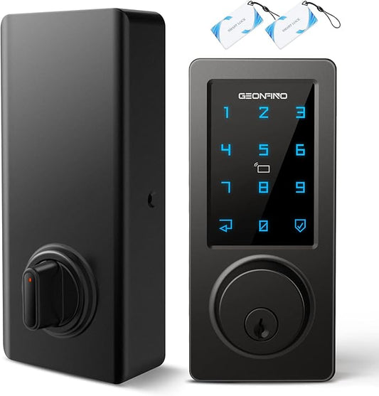 Keyless Entry Door Lock, Smart Deadbolt Lock with Bluetooth App, Electronic Keypad, IC Card, Keys, Security Waterproof Easy Install Ideal for Home, Apartment, Office, Hotel