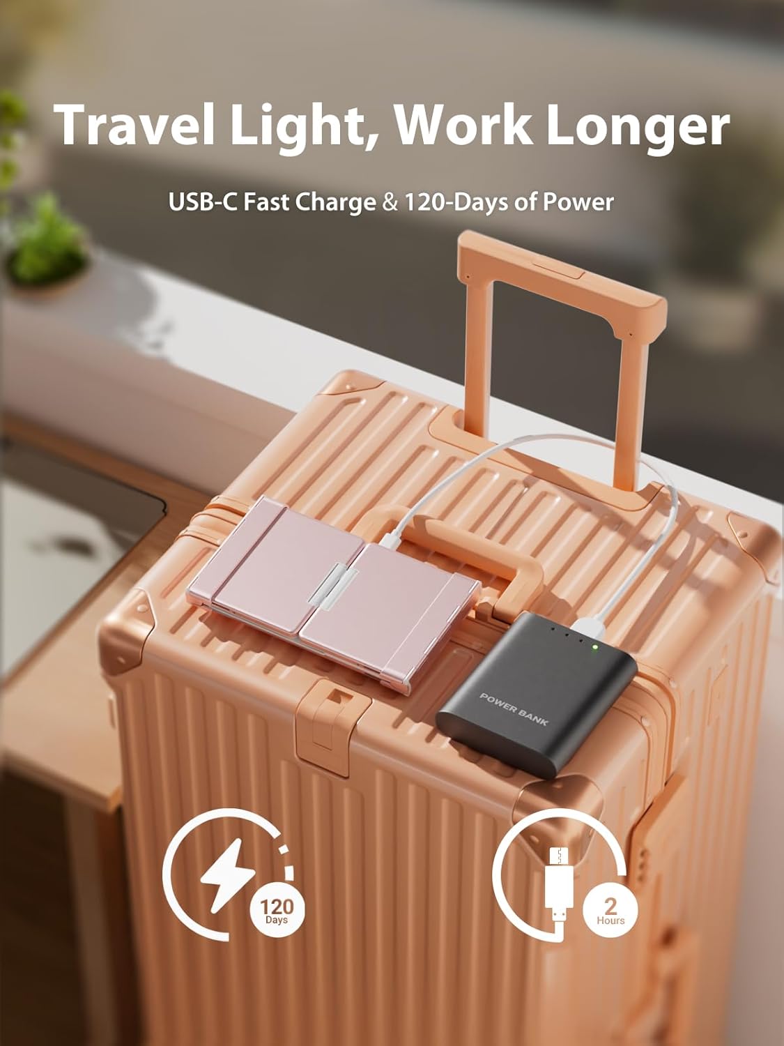 iClever Bluetooth Keyboard with Touchpad, Foldable Keyboard, Metal Body, Gesture Support, USB-C Charge, Pocket-Size Wireless for Travel, iPad, iPhone, Android, Windows, Pink White