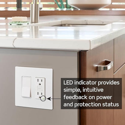 Leviton GFCI Outlet, 15 Amp, Self Test, Tamper-Resistant with LED Indicator Light, Protection from Electric Shock and Electrocution, GFTR1-GY, Gray