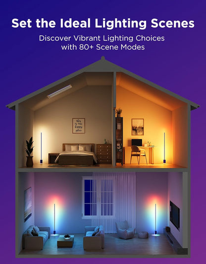 Govee Floor Lamp 2 with Matter, RGBIC, Warm Cool White LED, Alexa Compatible, 1725lm, Music Sync, Scene Modes, Smart Floor Lamp for Living Room, Bedroom, Blue(1 Pack)