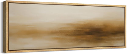 MUDECOR Large Framed Canvas Print Wall Art Minimalist Golden Brown Abstract Modern Neutral Illustrations Decorative Colorful for Bedroom - 60"x20"