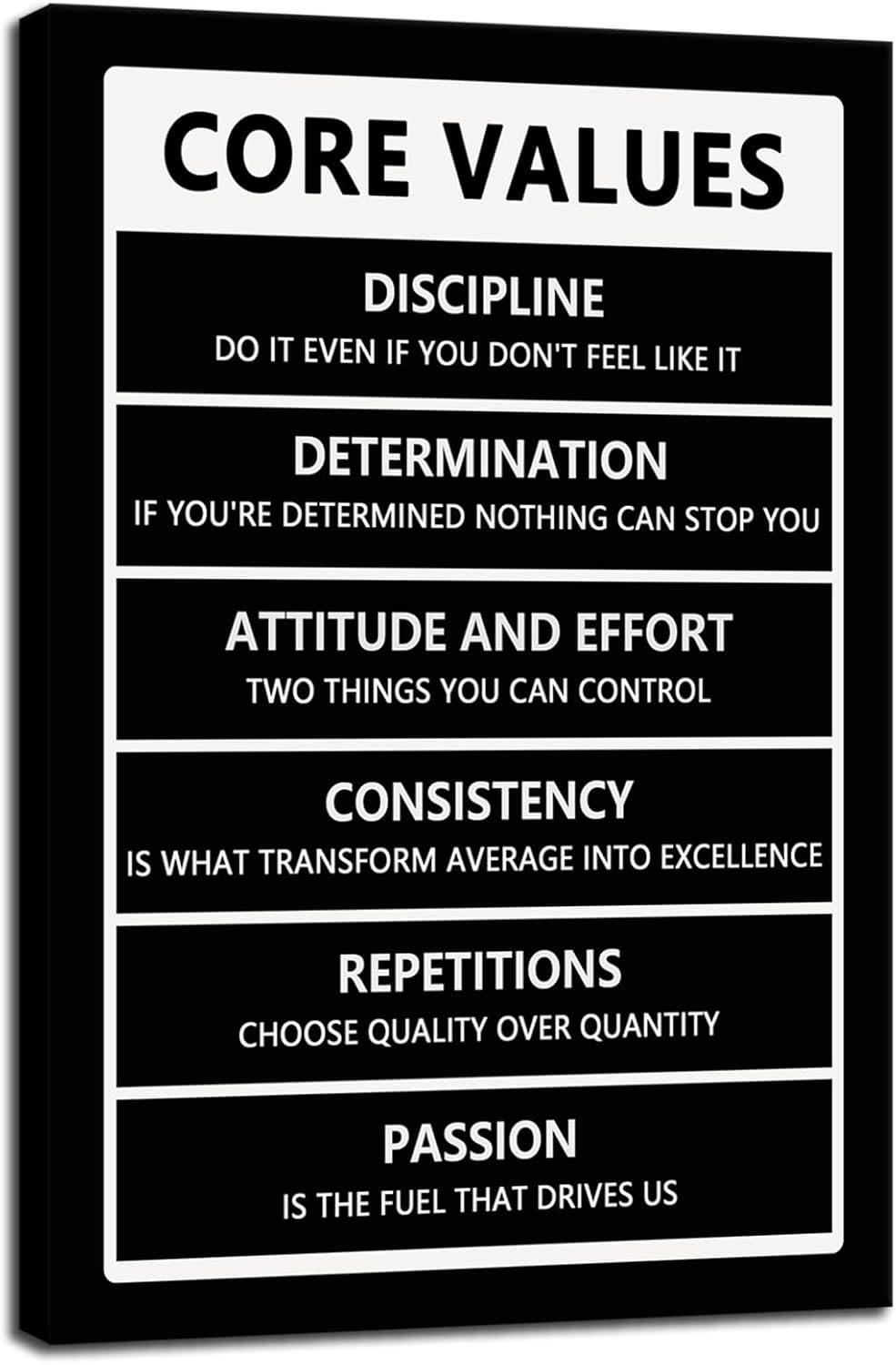 Inspirational Wall Art Office Wall Decor Motivational Positive Quotes Painting Picture Framed Inspirational Core Values Poster Painting Prints Artwork Home Living Room Classroom Decor[12" W X 18" H]