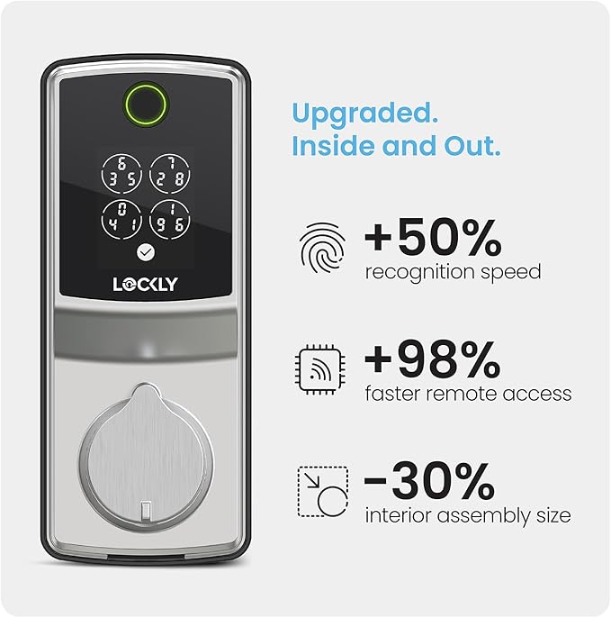 Lockly Secure Pro (Latest Version), Smart Lock with Built-in Wi-Fi, New-Gen Fingerprint Door Lock, Keyless Entry Deadbolt, PIN Genie Keypad, Auto Lock, App Remote Control, Easy Installation