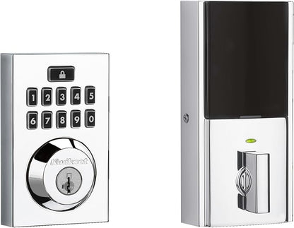 Kwikset 914 Contemporary Keypad SmartCode Electronic Deadbolt Smart Lock featuring SmartKey Security and ZigBee 3.0 Technology in Polished Chrome