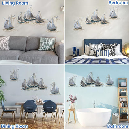 Metal Geometric Round Wall Art Abstract Metal Wall Decor for Living Room, 3d Modern Orange Circle Large Wall Art Circular Wall Decor Hanging Wall Sculptures Artwork for Outdoor Bedroom (Sailboat)