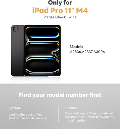 EIP Bluetooth Keyboard Case for iPad Pro 11 inch (M4) 2024, 11" Magnetic Detachable Cover with Trackpad, Patented Stylus Shortcuts, 7-Color Backlit Keys, Slim Protective Smart Case