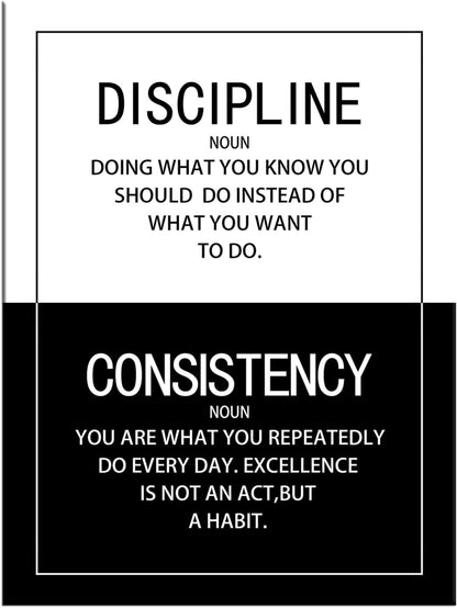 Inspirational Wall Art for Office Discipline Consistency Noun Motivational Posters Picture Prints Canvas Modern Home Decor Painting Artwork for Stretched and Framed Ready to Hang [30''W x 40''H]