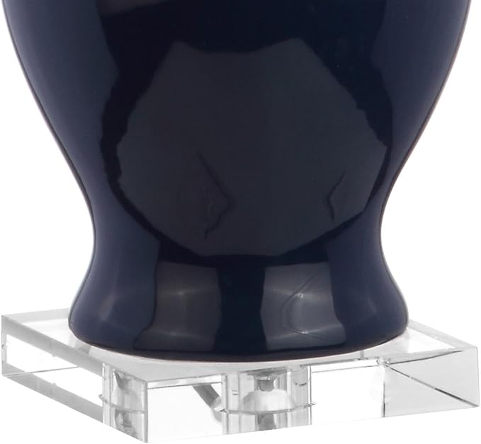 JONATHAN Y 31" Navy Blue Ceramic and Crystal Table Lamp, Contemporary Slender Vase Bedside Lamp for Living Room, White Linen Drum Shade, UL Listed, LED Bulb Included JYL8017A