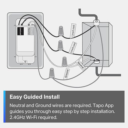 TP-Link Tapo Matter Smart Light Switch: Voice Control w/Siri, Alexa & Google Home | UL Certified | Timer & Schedule | Easy Guided Install | Neutral Wire Required | Single Pole | Tapo S505(2-Pack)