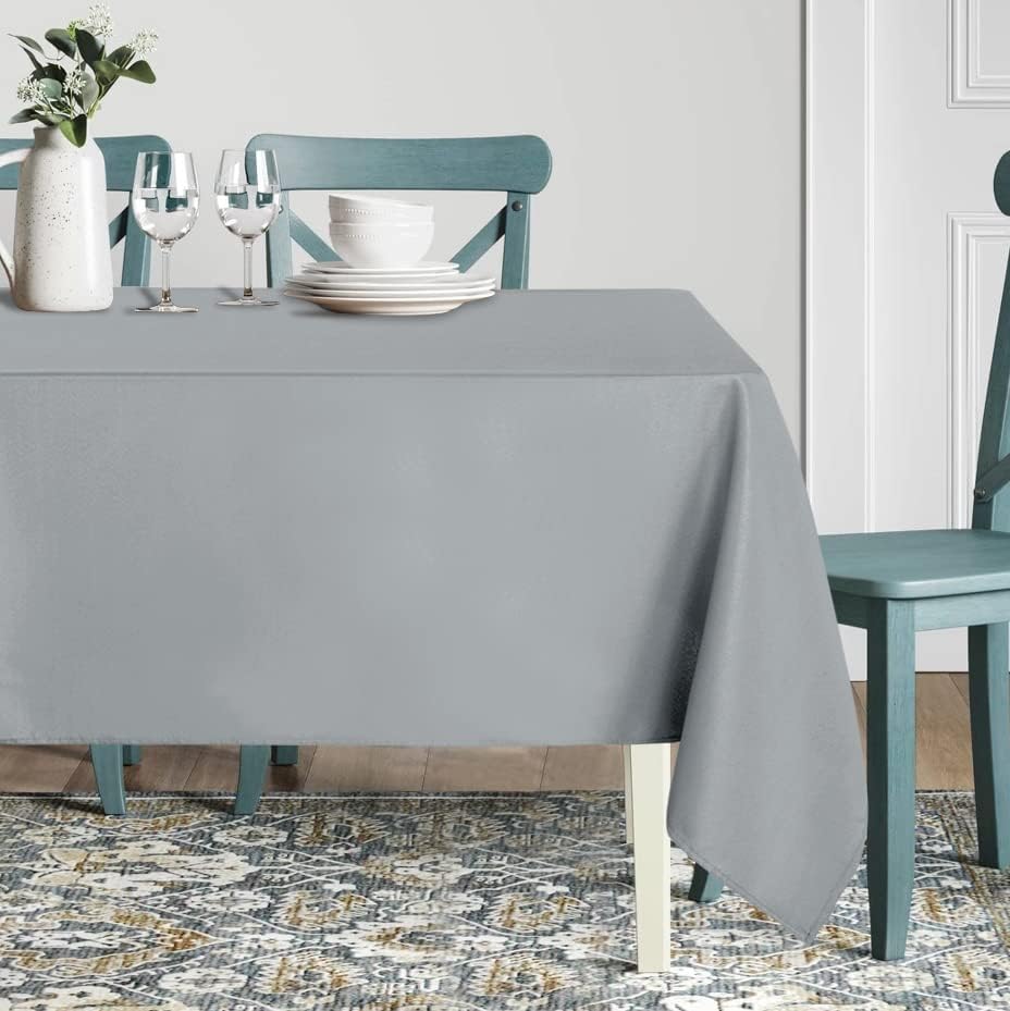 sancua Rectangle Tablecloth - 54 x 78 Inch - Stain and Wrinkle Resistant Washable Polyester Table Cloth, Decorative Fabric Table Cover for Dining Tables, Buffet Parties and Camping, Silver Grey