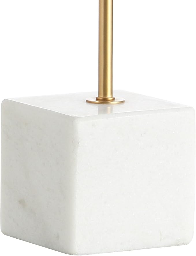 JONATHAN Y 25" Marble and Brass Gold Modern Arched Table Lamp, Contemporary Iron Desk Lamp with White Linen Drum Shade for Bedroom Living Room, LED Bulb Included JYL5023A