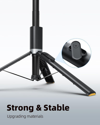 TODI 63" Cell Phone Selfie Stick Tripod, Portable Tripod for iPhone with Wireless Remote, Extendable Smartphone Stand, All-in-1, Compatible with iPhone/Android
