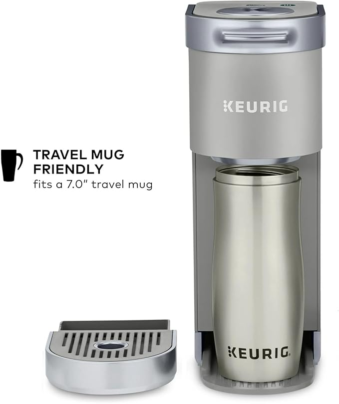 Keurig K-Mini Plus Single Serve Coffee Maker – Slim 5-Inch Design, 6–12oz Brew Size, Pod Storage & Cord Wrap – Gray (Renewed)