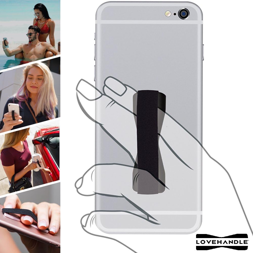 LOVEHANDLE Phone Grip - Universal Phone Strap and Phone Grips for Back of Phone - Convenient Cell Phone Holder for Hand That Fits Most Smartphones and Mini Tablets - Made in The USA