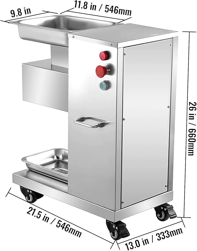 VEVOR 110V Commercial Meat Cutter Machine 1100LB/H Electric Meat Cutting Machine 750W Commercial Meat Slicer 3mm Blade Restaurant Food Slicer Stainless Steel For Kitchen Restaurant Supermarket