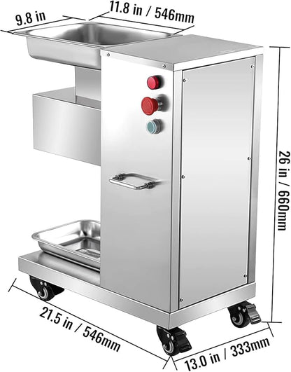 VEVOR 110V Commercial Meat Cutter Machine 1100LB/H Electric Meat Cutting Machine 750W Commercial Meat Slicer 3mm Blade Restaurant Food Slicer Stainless Steel For Kitchen Restaurant Supermarket