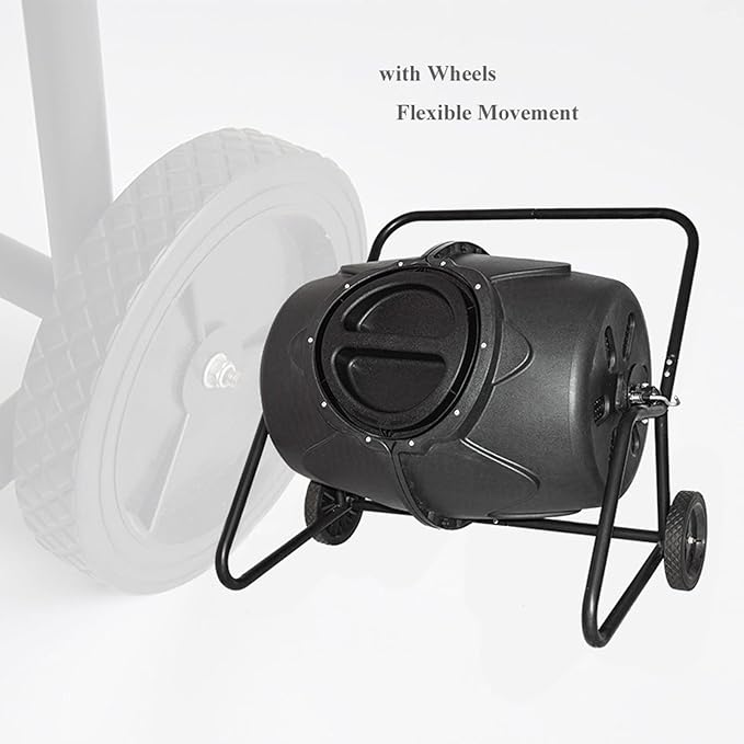 Electric Compost Bin Compost Tumbler Bin with Wheels and Handle, Mobile Heavy Duty Rotating Outdoor Organic Compost Bin Tumbling Mixer Composter for Kitchen Waste & Garden Clippings, Large 190L/50 Gal