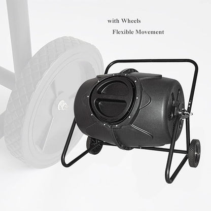 Electric Compost Bin Compost Tumbler Bin with Wheels and Handle, Mobile Heavy Duty Rotating Outdoor Organic Compost Bin Tumbling Mixer Composter for Kitchen Waste & Garden Clippings, Large 190L/50 Gal