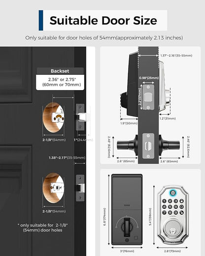 Keyless Entry Door Lock, Smart Deadbolt Lock with Handleset D180 & D280 (Fingerprint & Leveler)