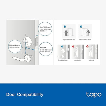 Tapo Smart Wi-Fi Deadbolt Door Lock – Keyless Tactile Buttons, Customized Access with in-App Monitoring, Auto-Lock, IP54 Weatherproof, BHMA Grade 3, Compatible with Standard Door Sizes, Tapo DL100
