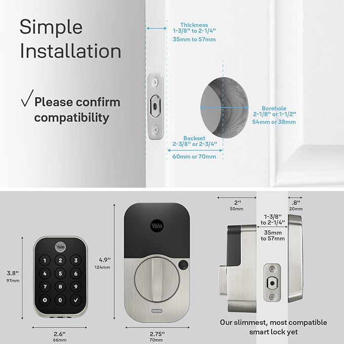 Yale Security Assure Lock 2 with Wi-Fi, Key-Pad, Deadbolt, Satin Nickel
