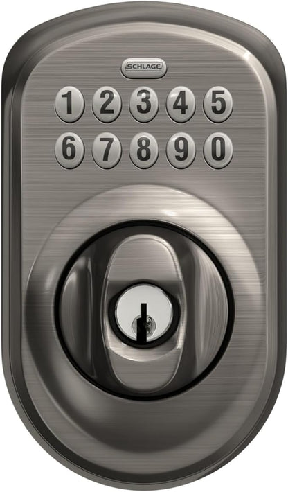 SCHLAGE BE365 PLY 620 Plymouth Keypad Deadbolt, Antique Pewter