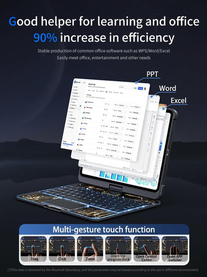 KARTICE Case with Wireless Keyboard Compatible with iPad 10th 2022 10.9 inch, Multi-Touch Trackpad, 7 Color Backlight, 360° Rotating Stand with Pencil Holder for 10th, Excludes iPad and Pencil