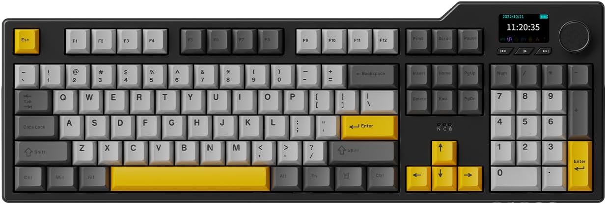 DAIDAI×AJAZZ AK35I V3 Full Size Hot Swap Mechanical Gaming Keyboard with Screen & Knob 2.4G/BT/USB-C Gasket Keyboard FR4 Plate 8000mAh Battery South Facing LED RGB(Avocado Axis)