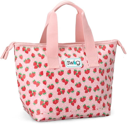 Swig Life Lunchi Lunch Box, Waterproof and Insulated Lunch Box for Women with Wide Bottom, Zipper Closure, Back Pocket and Top Handle (Strawberry Shortcake)