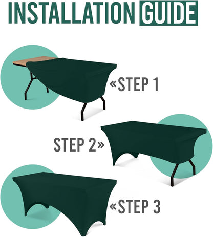 Utopia Kitchen 6ft Spandex Table Cloth Rectangle [1 Pack, Hunter Green] 200GSM Premium Stretch, Washable and Wrinkle Resistant Table Cover Fitted for Event, Wedding, Banquet [72Lx30Wx30H Inch]