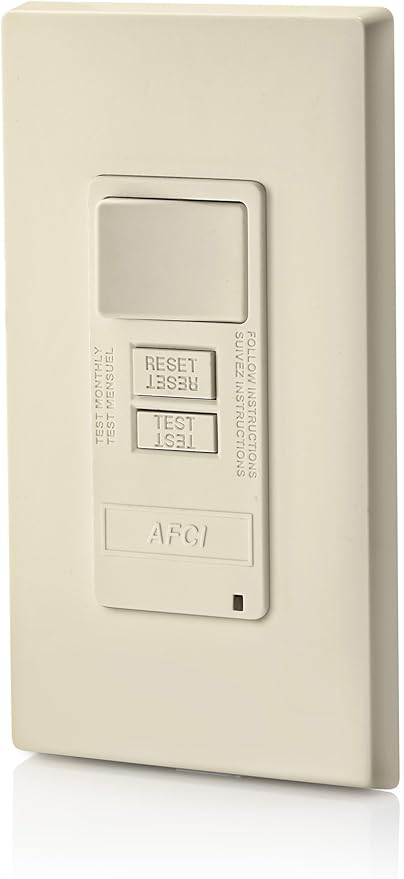 Leviton AFCI/Switch Combination, 15 Amp, Self Test, LED Indicator Light, AFSW1-T, Light Almond